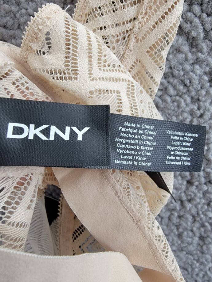 DKNY Pure Lace Bralette Women's M Cashmere Plunging Neck Sheer Pullover