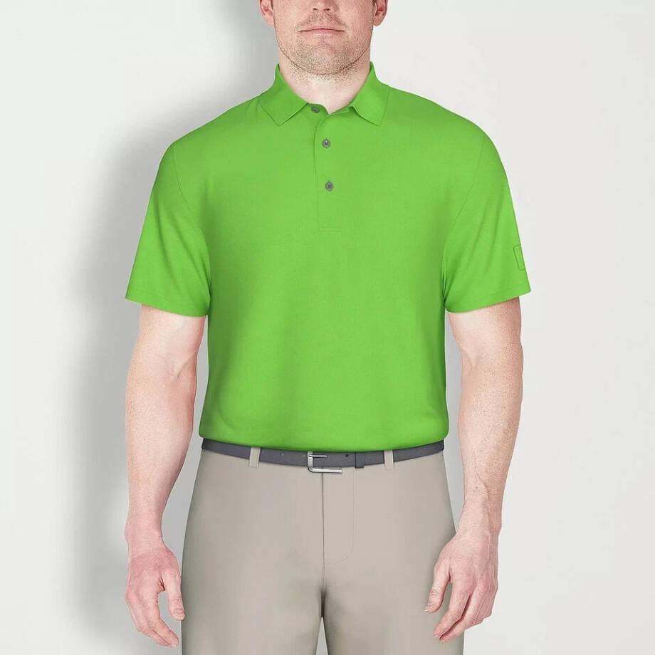 PGA Tour Airflux Mesh Golf Short Sleeve Polo Shirt Men's M Green Flash Pullover
