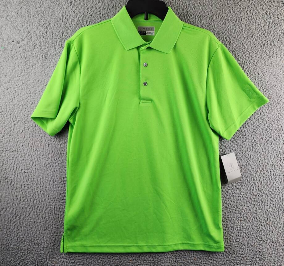 PGA Tour Airflux Mesh Golf Short Sleeve Polo Shirt Men's M Green Flash Pullover