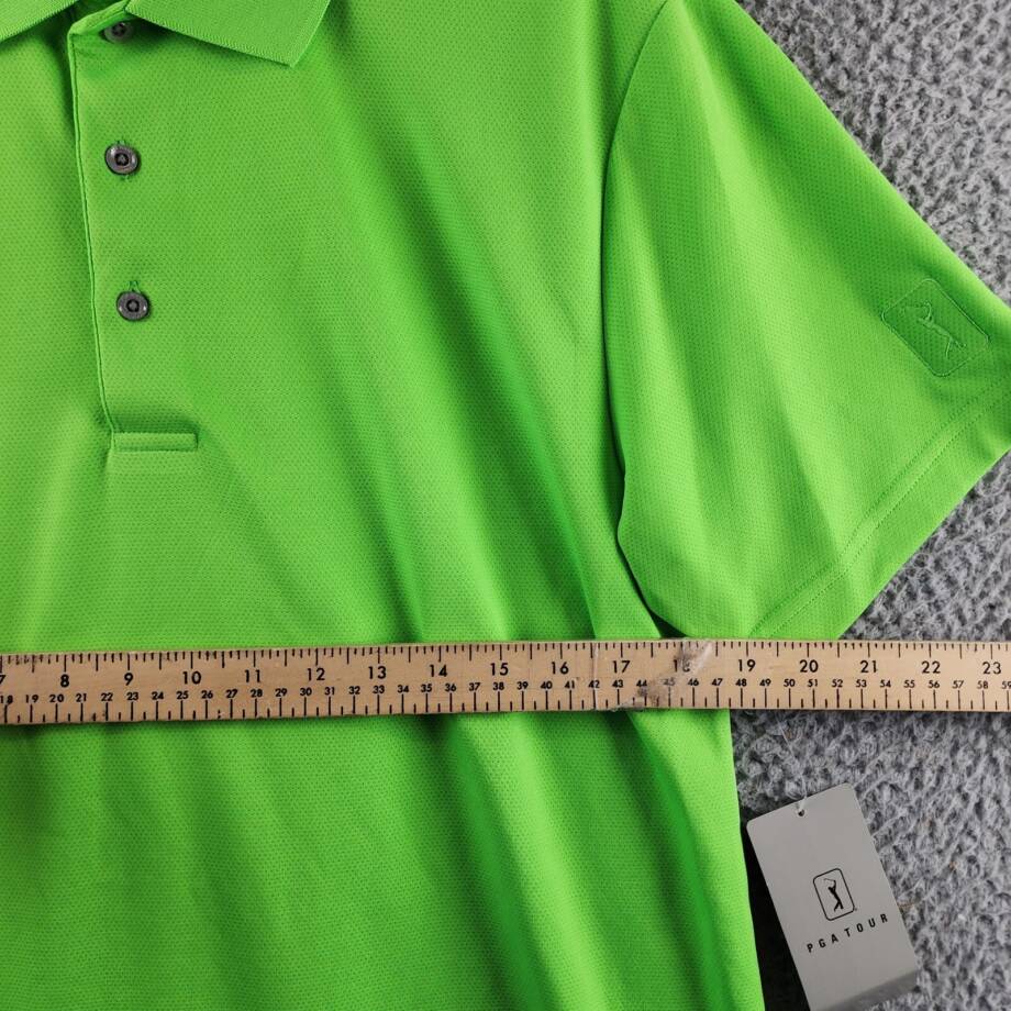 PGA Tour Airflux Mesh Golf Short Sleeve Polo Shirt Men's M Green Flash Pullover