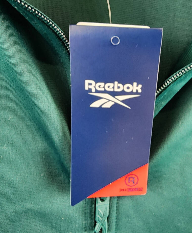 Reebok Identity Vector Zip-Front Track Jacket Mens L Collegiate Green Collar L/S