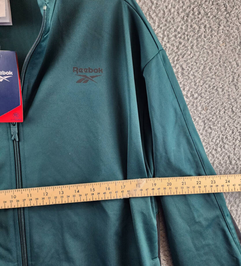 Reebok Identity Vector Zip-Front Track Jacket Mens L Collegiate Green Collar L/S