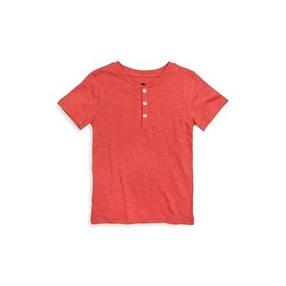 Appaman Day Party Henley Tee Boys 14 Coral Solid Short Sleeve Button Closure