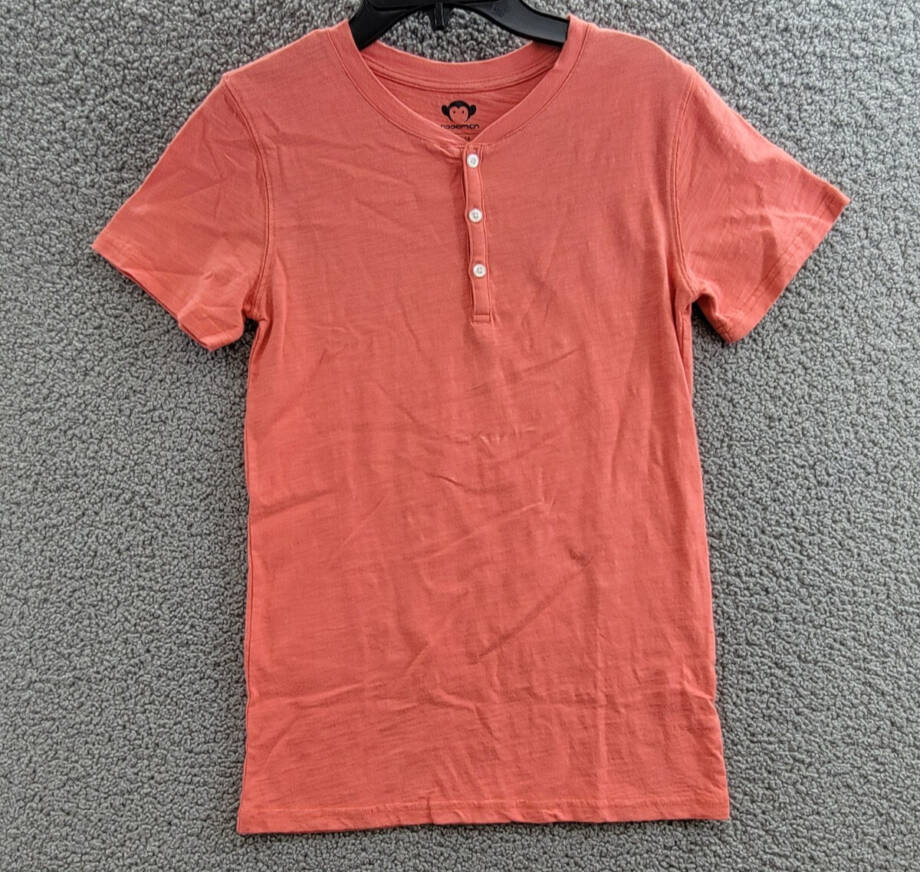 Appaman Day Party Henley Tee Boys 14 Coral Solid Short Sleeve Button Closure