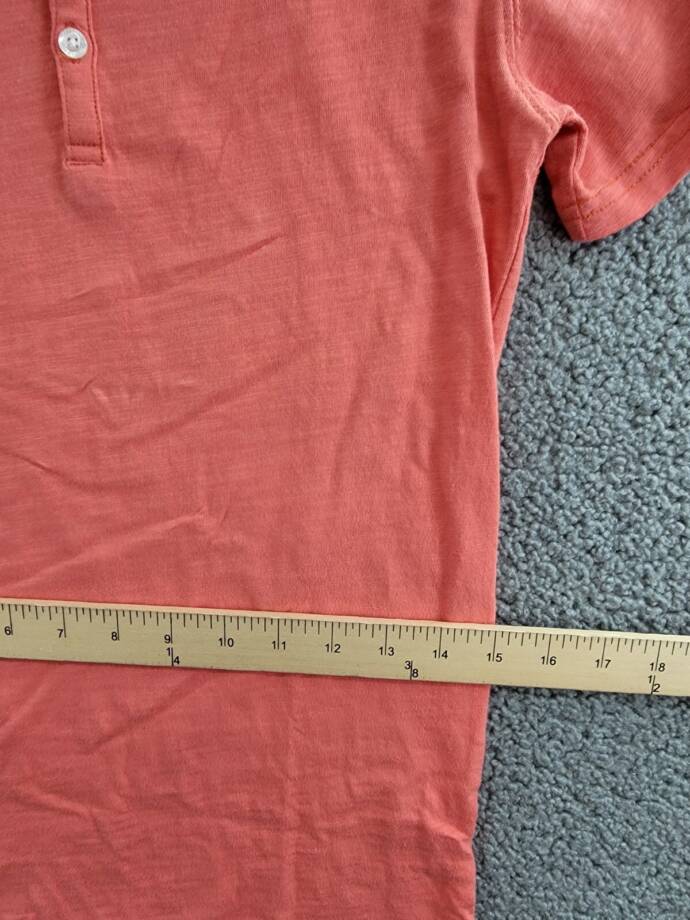 Appaman Day Party Henley Tee Boys 14 Coral Solid Short Sleeve Button Closure