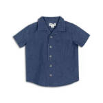 Miles The Label Chambray Short Sleeve Shirt Toddler Boys' 2Y Blue Dusty Collared