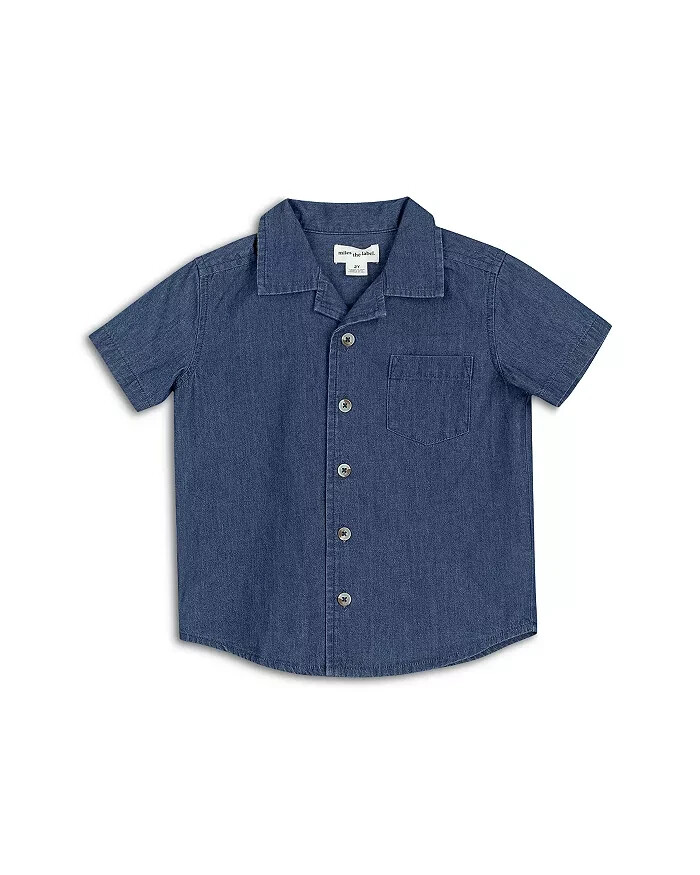 Miles The Label Chambray Short Sleeve Shirt Toddler Boys' 2Y Blue Dusty Collared