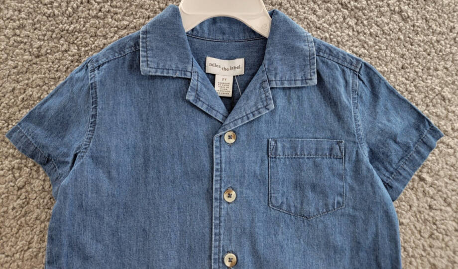 Miles The Label Chambray Short Sleeve Shirt Toddler Boys' 2Y Blue Dusty Collared