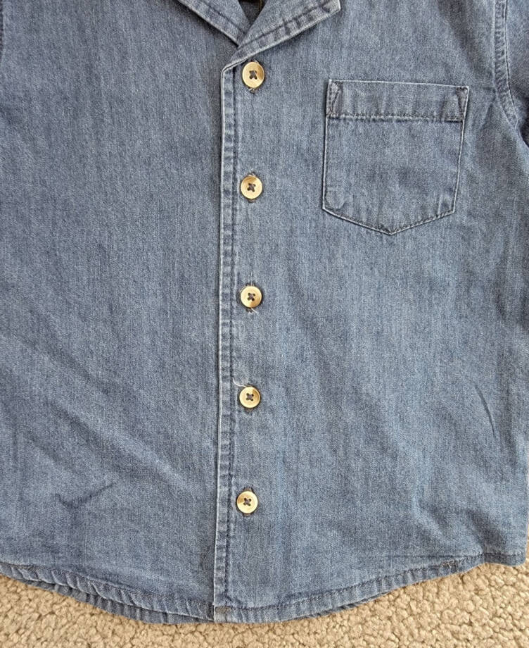 Miles The Label Chambray Short Sleeve Shirt Toddler Boys' 2Y Blue Dusty Collared
