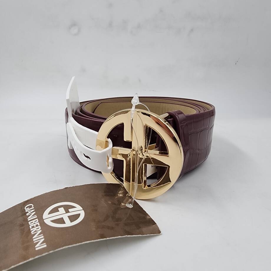 Giani Bernini Croc-Embossed Faux-Leather Belt Women's XL Wine Adjustable