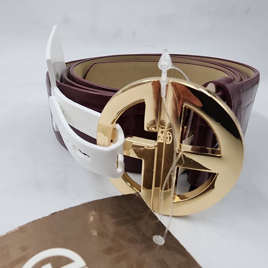 Giani Bernini Croc-Embossed Faux-Leather Belt Women's XL Wine Adjustable