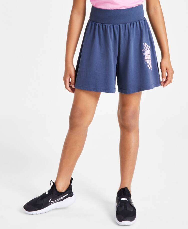 Nike Sportswear Pull-On Jersey Shorts Big Girls M Thunder Blue Elastic Waist