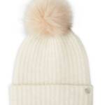 Steve Madden Cloud Knit Faux-Fur Pom Pom Beanie Hat Women's One Size Ivory