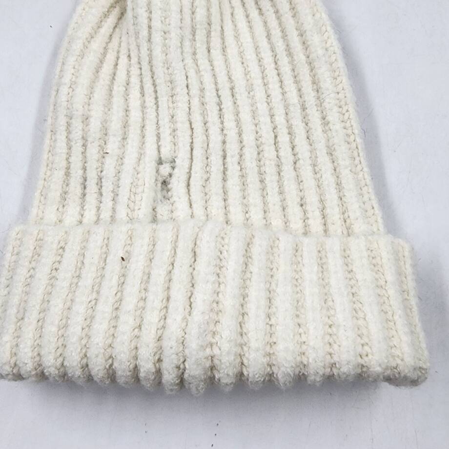 Steve Madden Cloud Knit Faux-Fur Pom Pom Beanie Hat Women's One Size Ivory