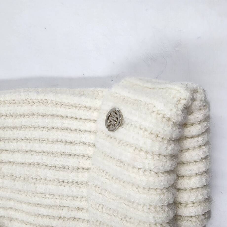Steve Madden Cloud Knit Faux-Fur Pom Pom Beanie Hat Women's One Size Ivory