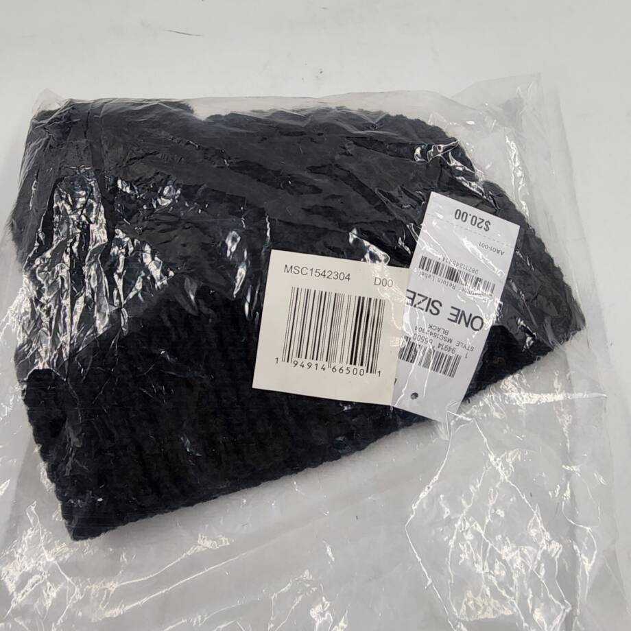 Style & Co Faux-Fur Pom Pom Waffle-Knit Beanie Hat Women's One Size Black