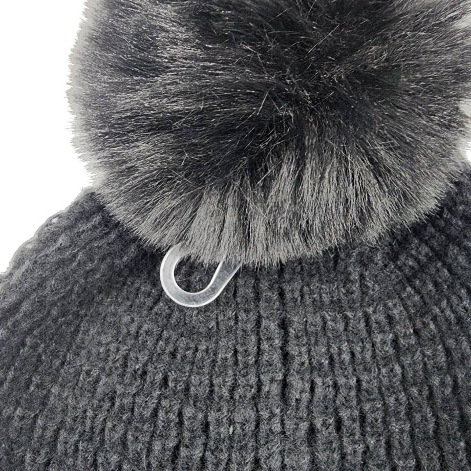 Style & Co Faux-Fur Pom Pom Waffle-Knit Beanie Hat Women's One Size Black