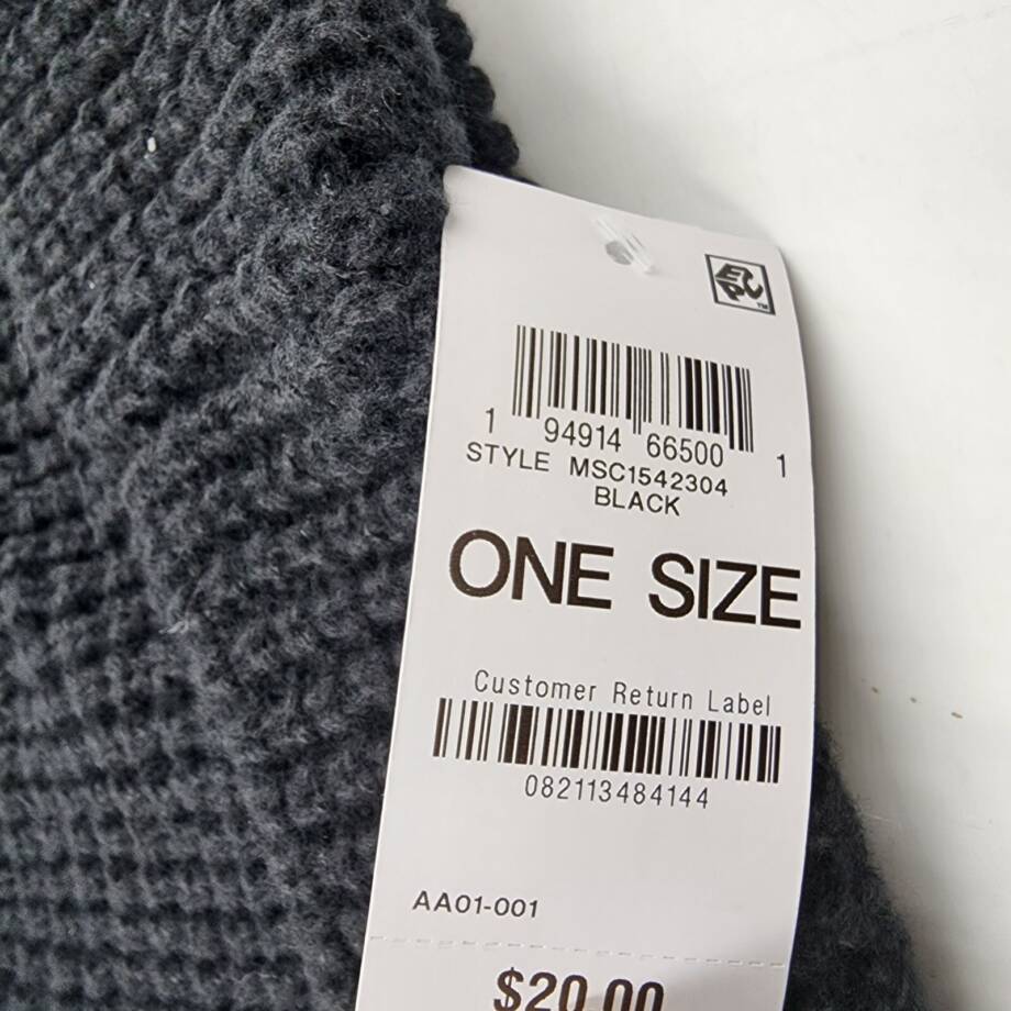Style & Co Faux-Fur Pom Pom Waffle-Knit Beanie Hat Women's One Size Black