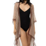 Giani Bernini Signature Logo Button-Front Kimono Cover Up Women's OS Camel