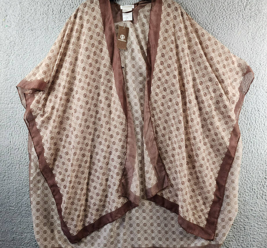 Giani Bernini Signature Logo Button-Front Kimono Cover Up Women's OS Camel