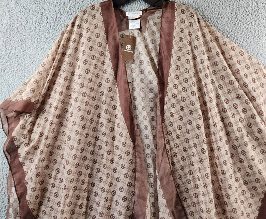 Giani Bernini Signature Logo Button-Front Kimono Cover Up Women's OS Camel