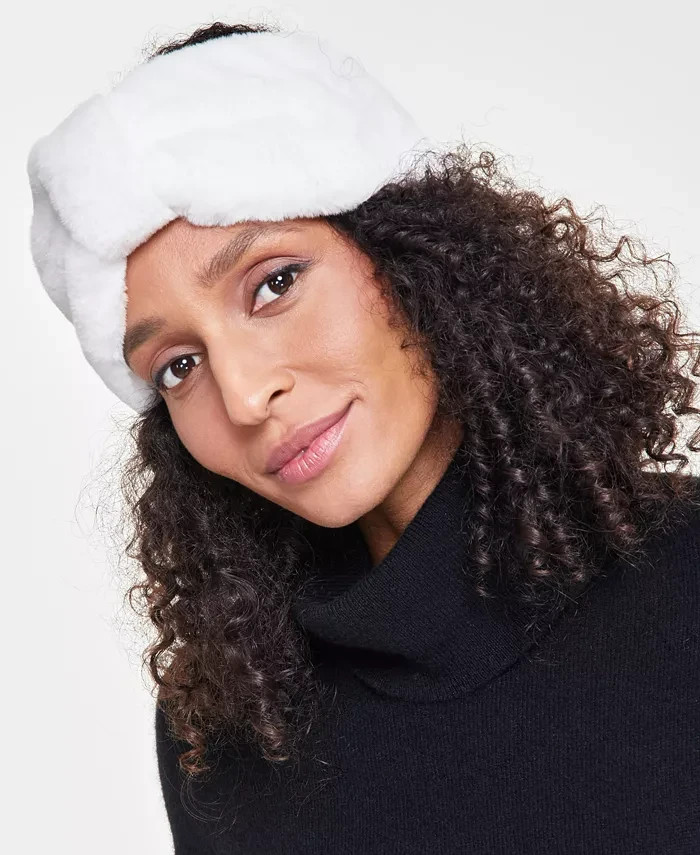 I.N.C. International Concepts Faux-Fur Bow Headband Women's White