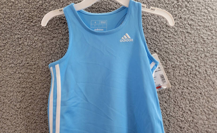Adidas Sleeveless Striped Tennis Dress Girls 6 Blue/White Scoop Neck Pullover