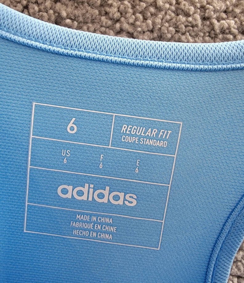 Adidas Sleeveless Striped Tennis Dress Girls 6 Blue/White Scoop Neck Pullover