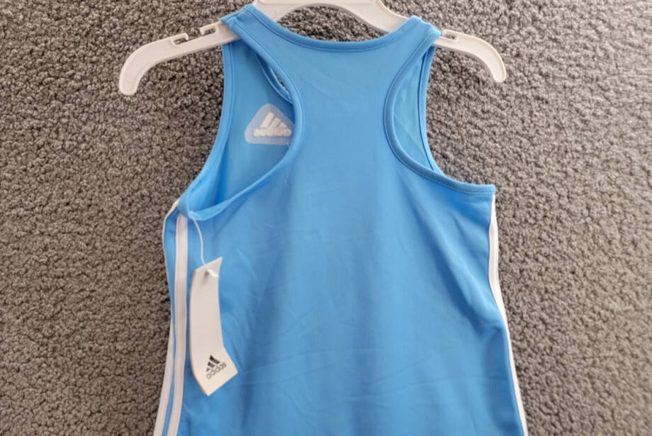 Adidas Sleeveless Striped Tennis Dress Girls 6 Blue/White Scoop Neck Pullover