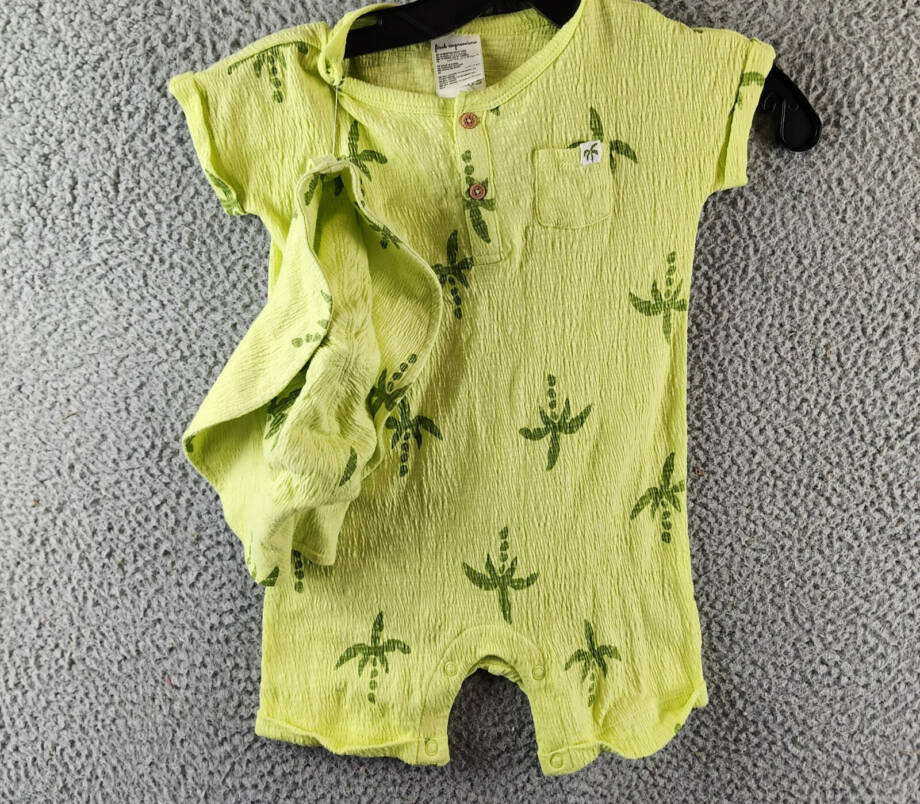 First Impressions Large Palm Henley Romper & Hat Set Baby Boys 18M Citrus Fruit