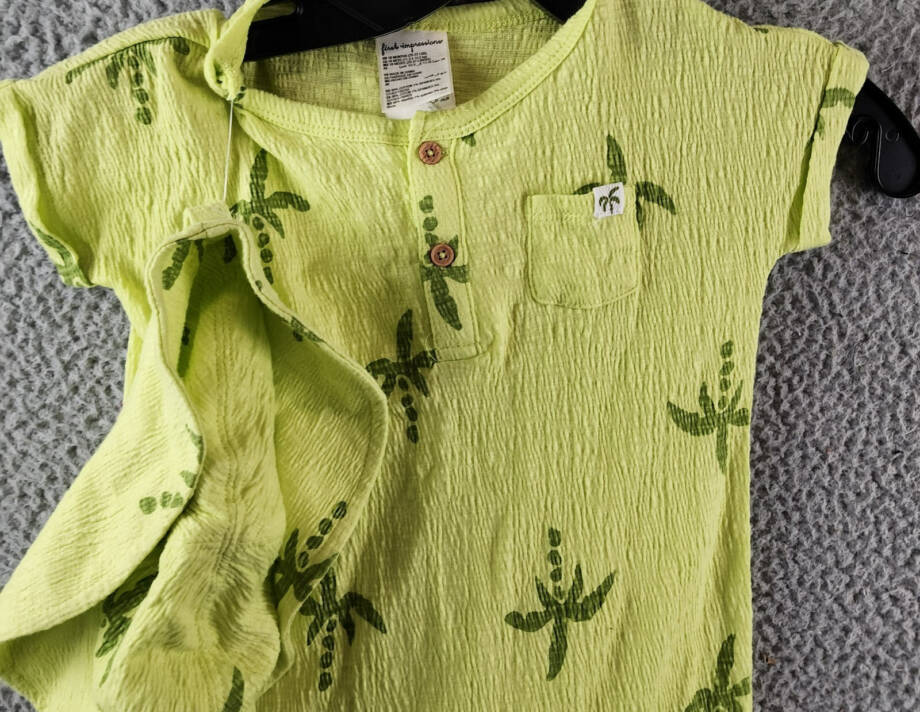 First Impressions Large Palm Henley Romper & Hat Set Baby Boys 18M Citrus Fruit