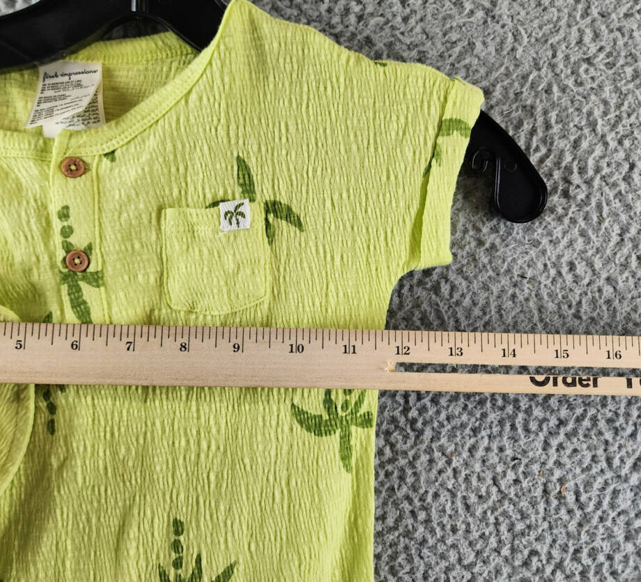 First Impressions Large Palm Henley Romper & Hat Set Baby Boys 18M Citrus Fruit