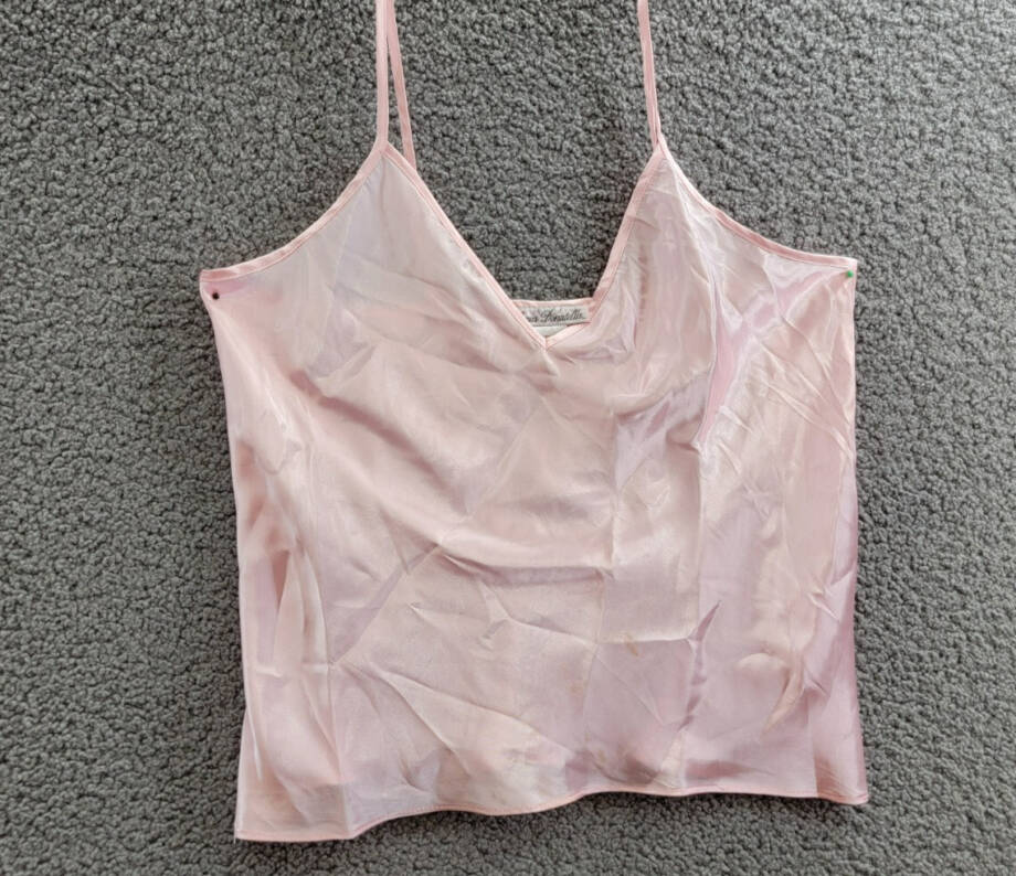 Linea Donatella Marabou Satin Pajamas Top Womens M Rose Pink Sleeveless Pullover