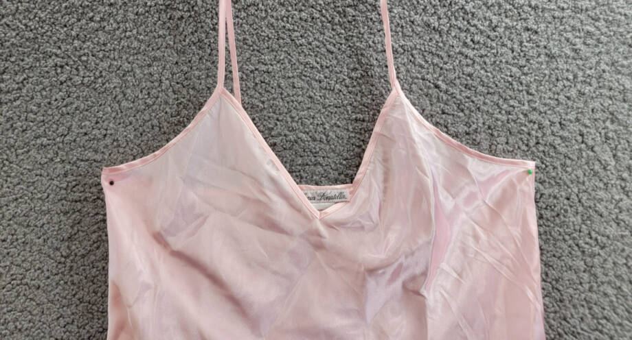 Linea Donatella Marabou Satin Pajamas Top Womens M Rose Pink Sleeveless Pullover