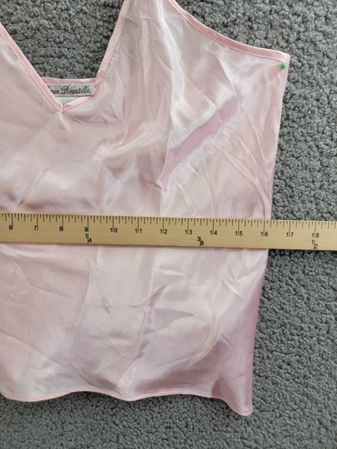 Linea Donatella Marabou Satin Pajamas Top Womens M Rose Pink Sleeveless Pullover