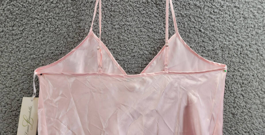 Linea Donatella Marabou Satin Pajamas Top Womens M Rose Pink Sleeveless Pullover