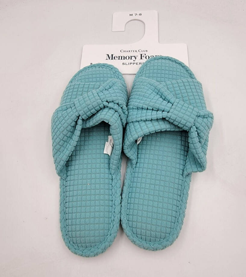 Charter Club Textured Knot-Top Slippers Women's M 7-8 US Etched Glass Slip On