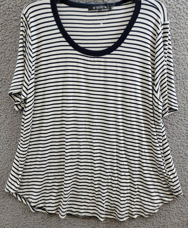 Coin 1804 Plus Size Striped Crewneck T-Shirt Women's 2X Navy/White Short Sleeve