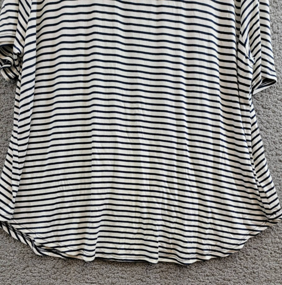 Coin 1804 Plus Size Striped Crewneck T-Shirt Women's 2X Navy/White Short Sleeve