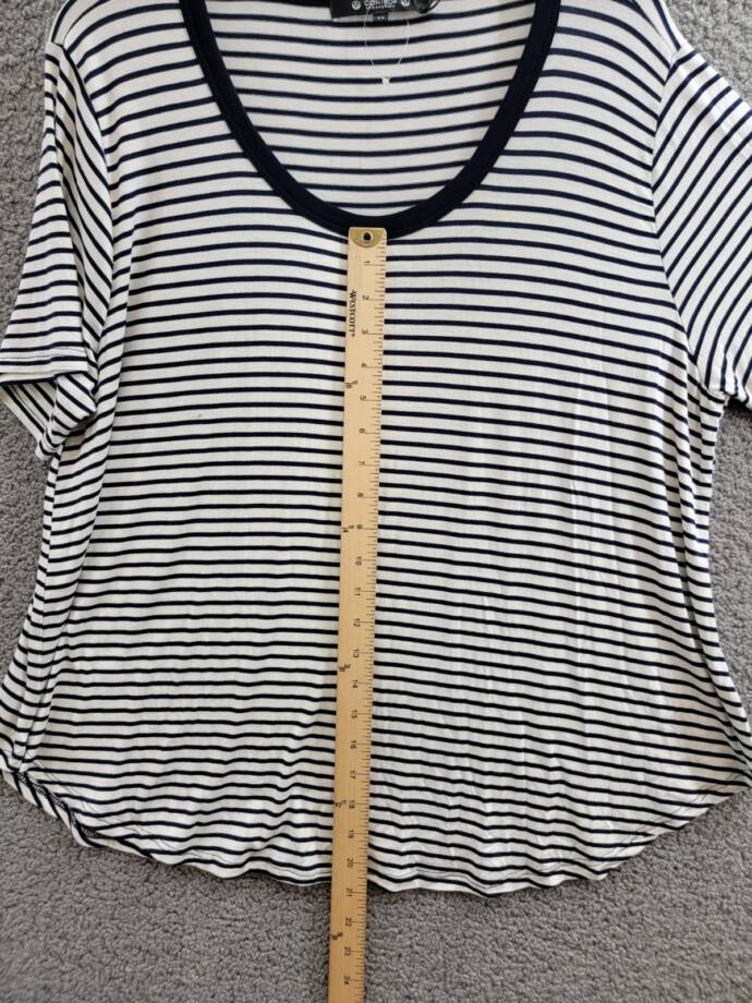 Coin 1804 Plus Size Striped Crewneck T-Shirt Women's 2X Navy/White Short Sleeve