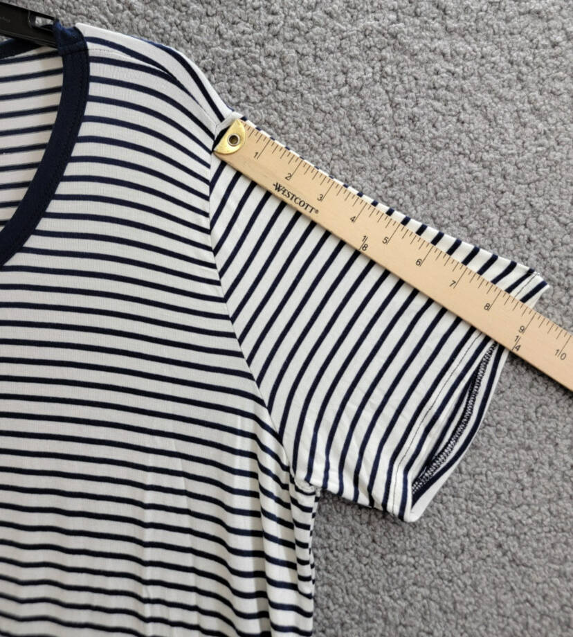 Coin 1804 Plus Size Striped Crewneck T-Shirt Women's 2X Navy/White Short Sleeve