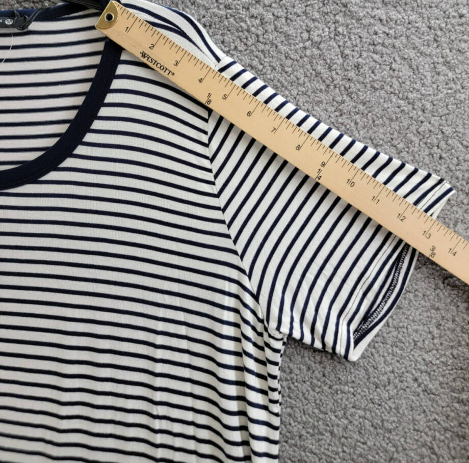 Coin 1804 Plus Size Striped Crewneck T-Shirt Women's 2X Navy/White Short Sleeve