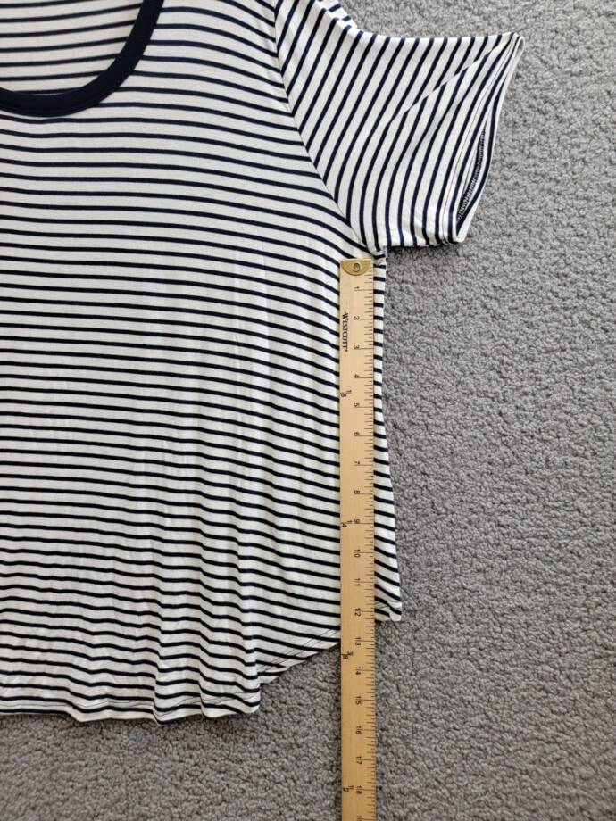Coin 1804 Plus Size Striped Crewneck T-Shirt Women's 2X Navy/White Short Sleeve