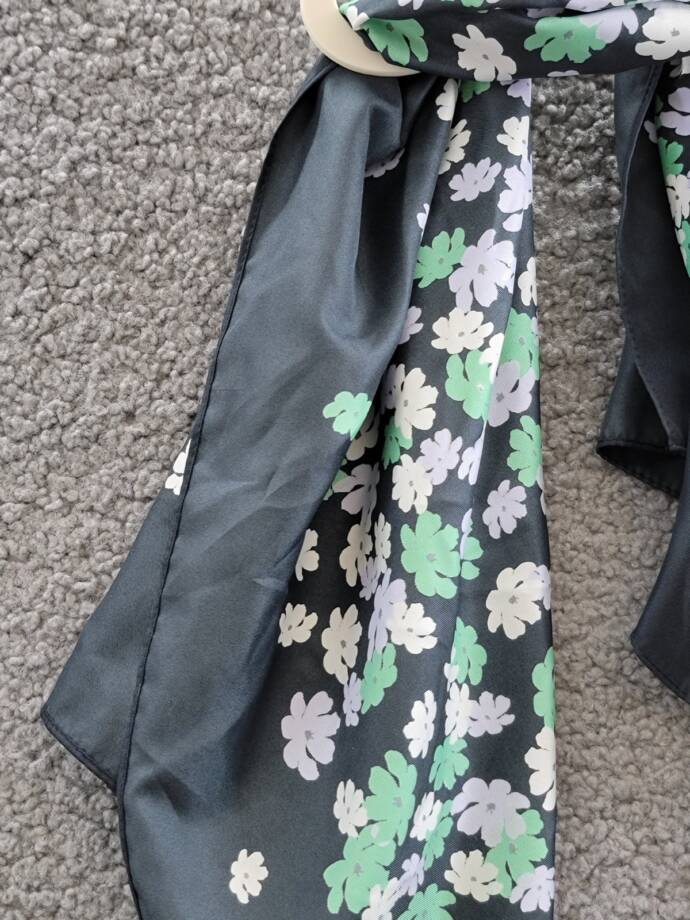 On 34th Layered Flower Bandana Scarf Women's One Size Black Multi