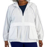 ID Ideology Plus Size Packable Zip-Front Hooded Jacket Women's 1X Bright White