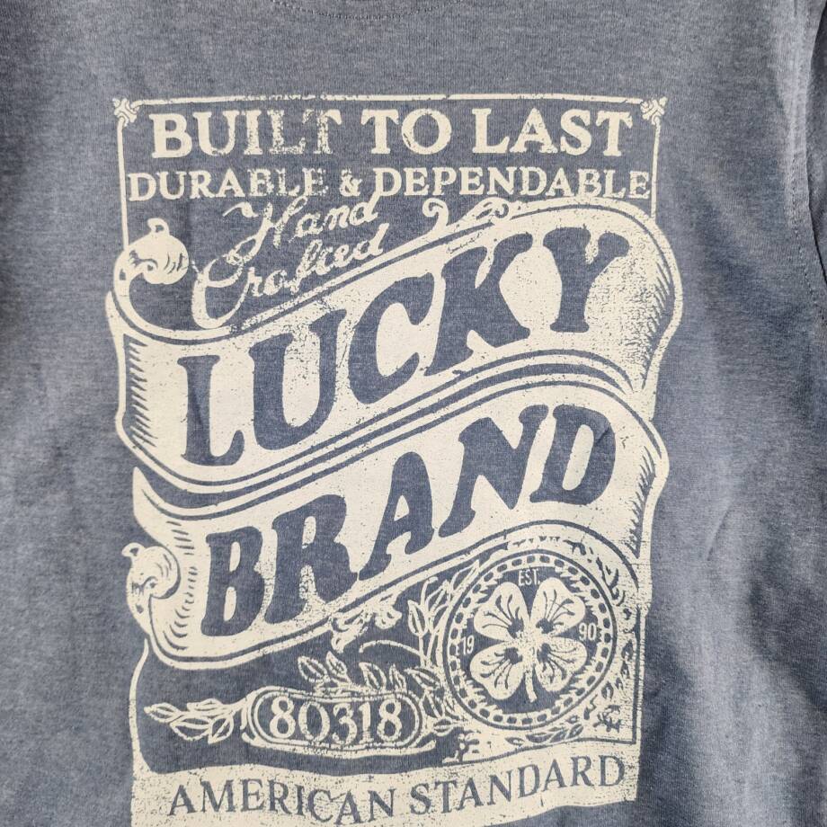 Lucky Brand Short Sleeve Graphic Tee Little Boy's 7 Blue Crewneck Pullover