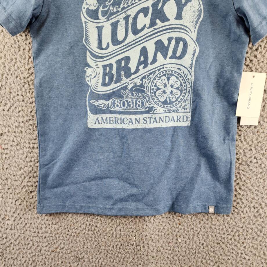Lucky Brand Short Sleeve Graphic Tee Little Boy's 7 Blue Crewneck Pullover
