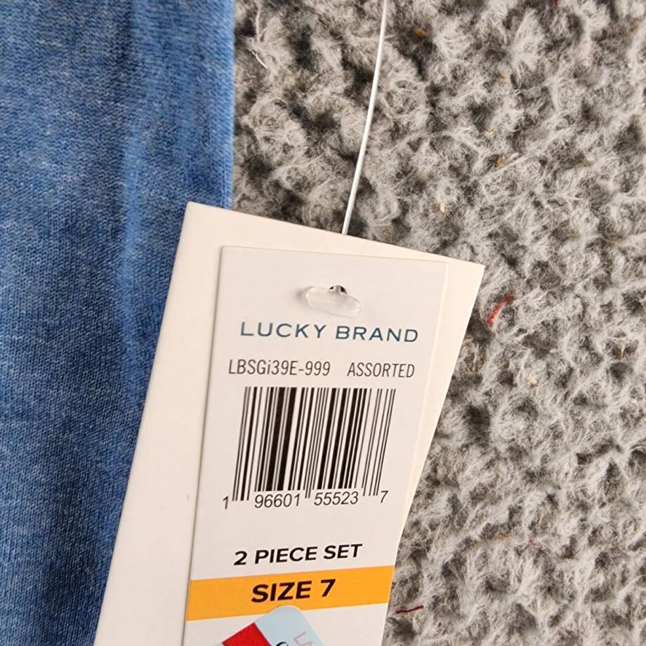 Lucky Brand Short Sleeve Graphic Tee Little Boy's 7 Blue Crewneck Pullover
