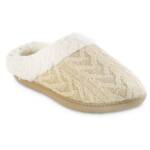Isotoner Signature Cable Knit Alexis Hoodback Slippers Women's 9.5-10 Oatmeal