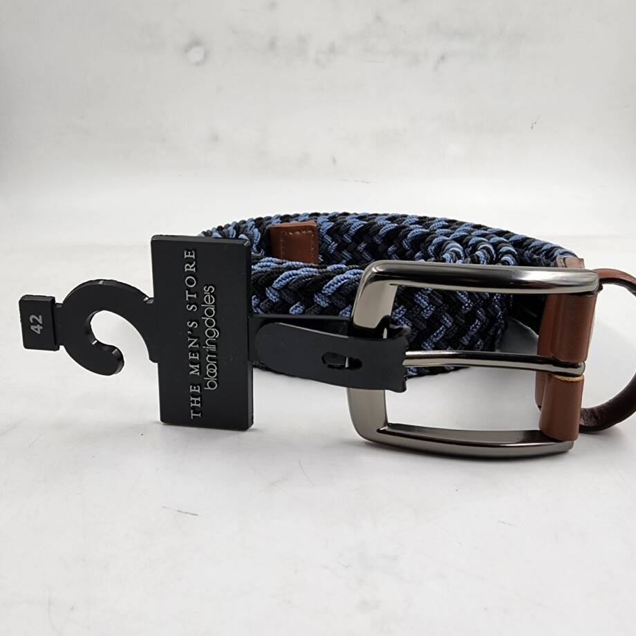 The Men's Store at Bloomingdales Stretch Webbing Belt 42 Blue Multi Single-Prong